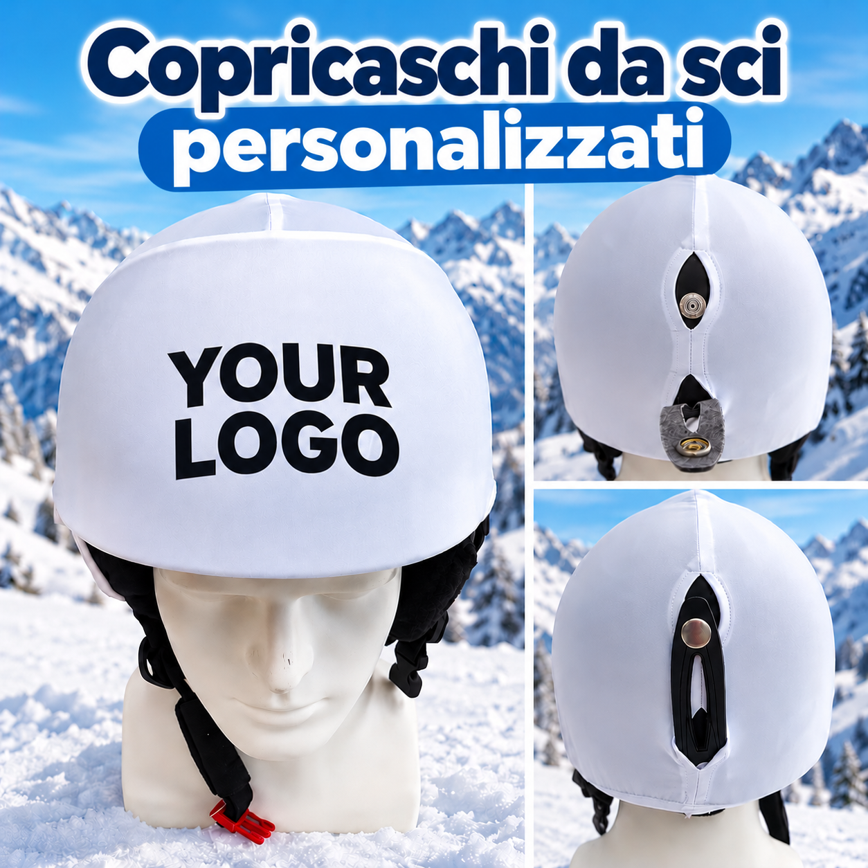copri casco da sci con stampa personalizzata